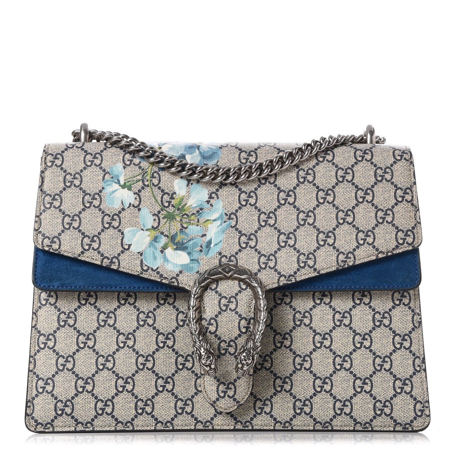 GG Supreme Monogram Blooms Medium Dionysus Shoulder Bag Beige Navy Vintage Blue