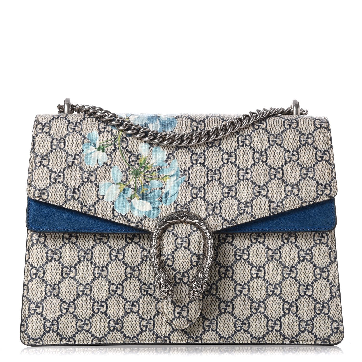 Gucci GG Supreme Monogram Blooms Medium Dionysus Shoulder Bag Beige Navy Vintage Blue 1 of 8