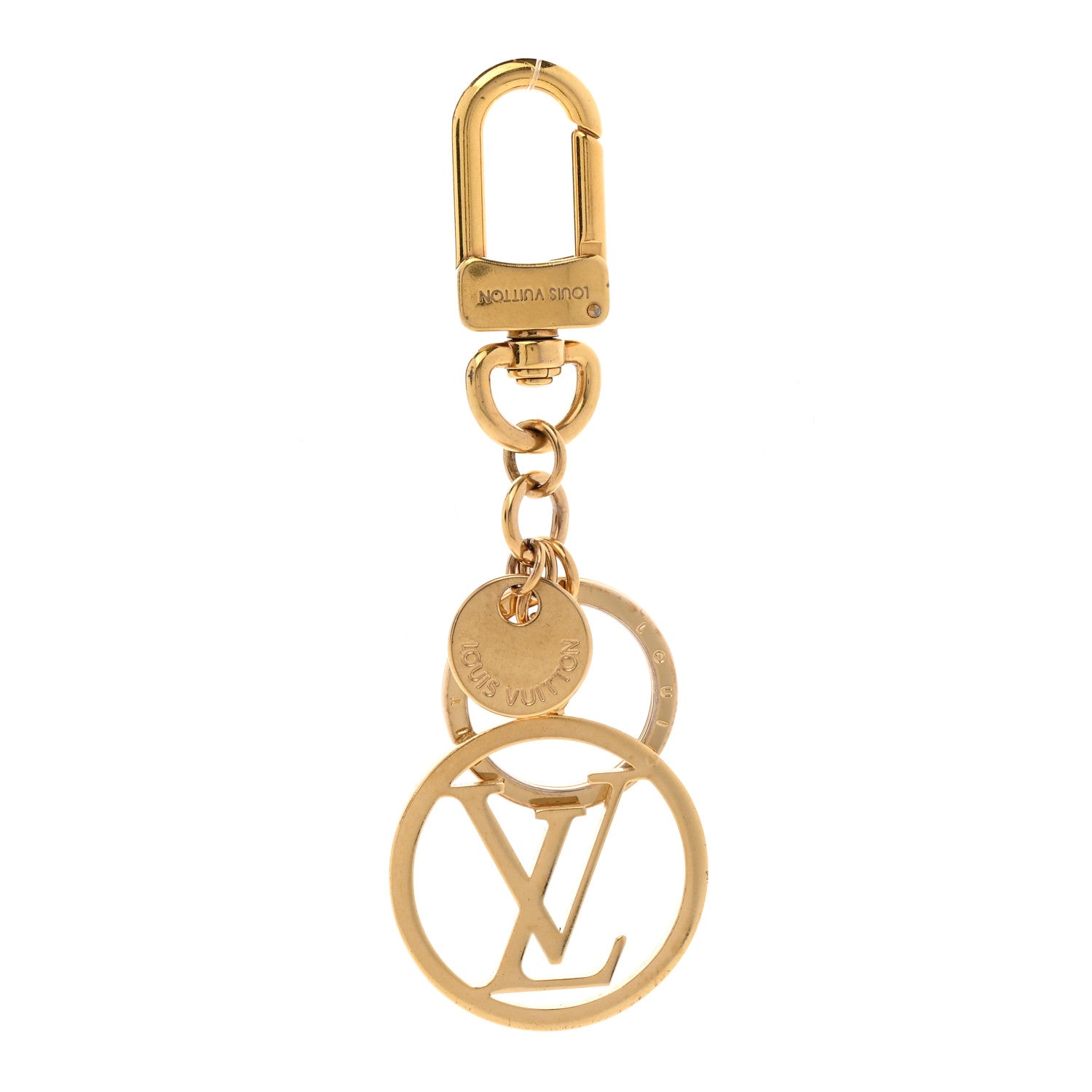 Louis Vuitton Metal LV Circle Bag Charm Key Holder Gold 1 of 4