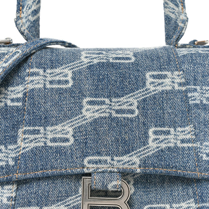 Balenciaga Denim BB Monogram Small Hourglass Top Handle Bag Blue 8 of 10