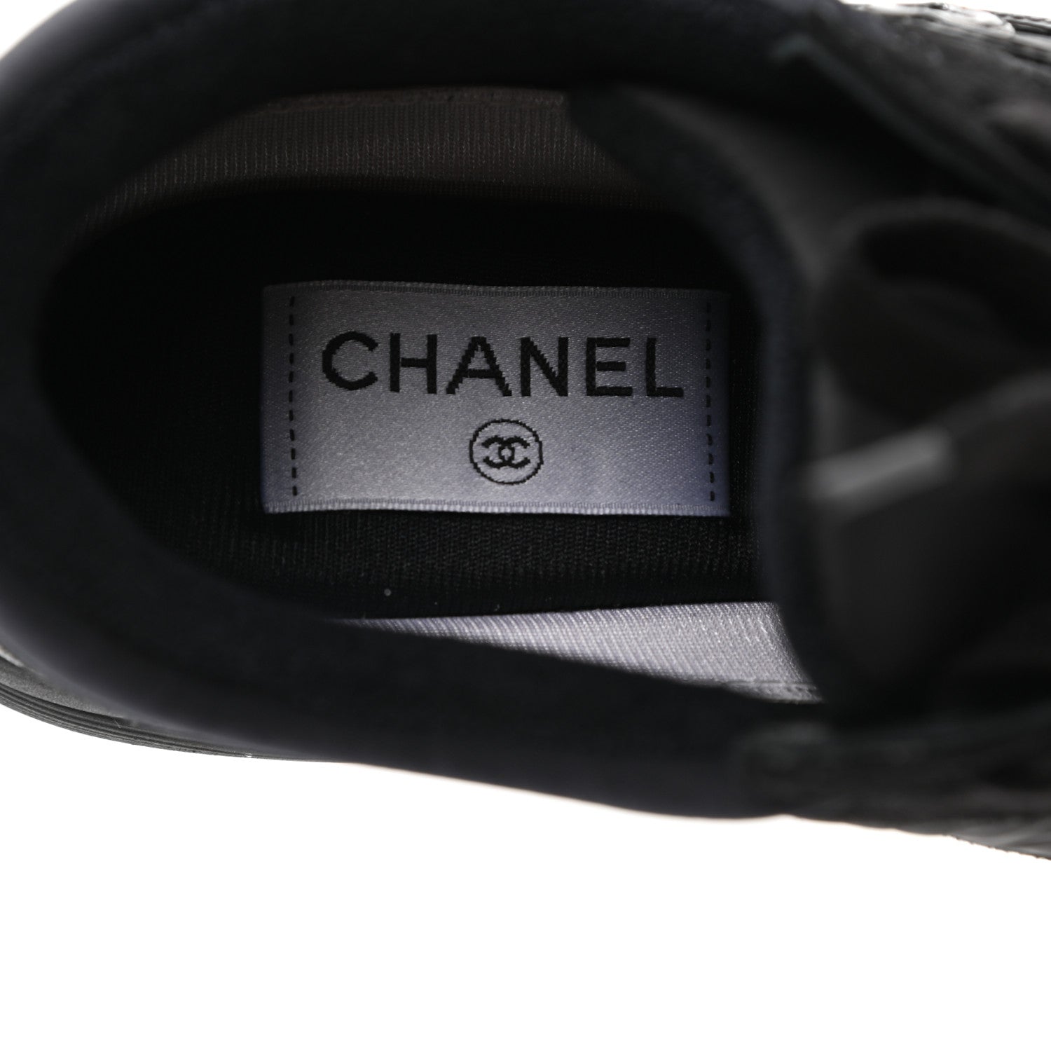 Chanel Nylon Calfskin Suede Calfskin CC Sneakers 36.5 Black 7 of 8