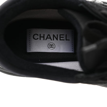 Chanel Nylon Calfskin Suede Calfskin CC Sneakers 36.5 Black 7 of 8