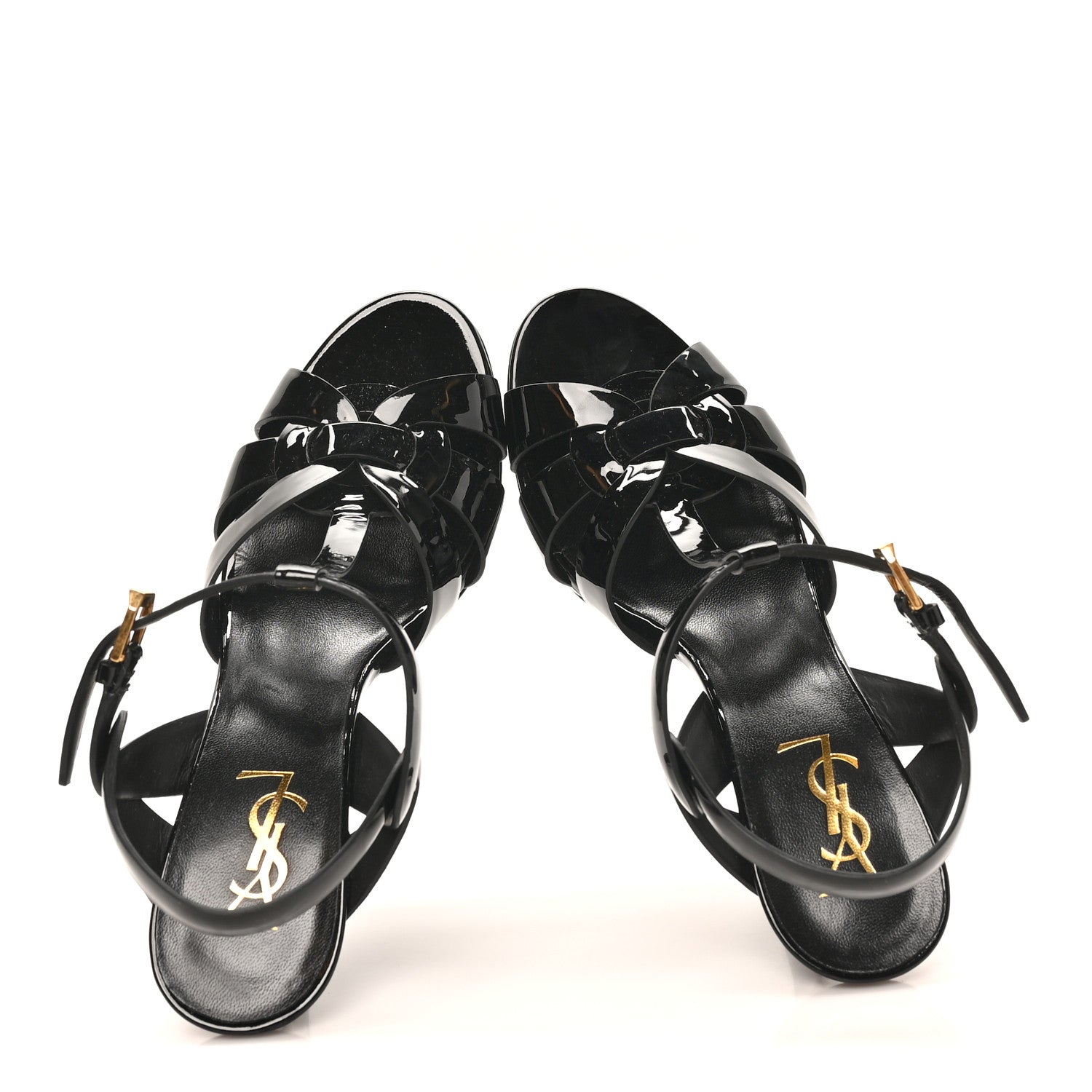 Saint Laurent Patent Tribute 75 Platform Sandals 37 Black 2 of 10