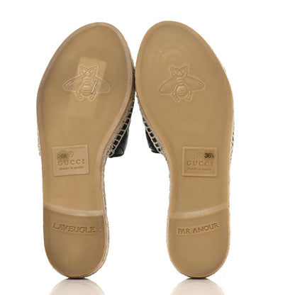 Gucci Nappa Matelasse GG Marmont Espadrille Slide Sandals 36.5 Black 6 of 9