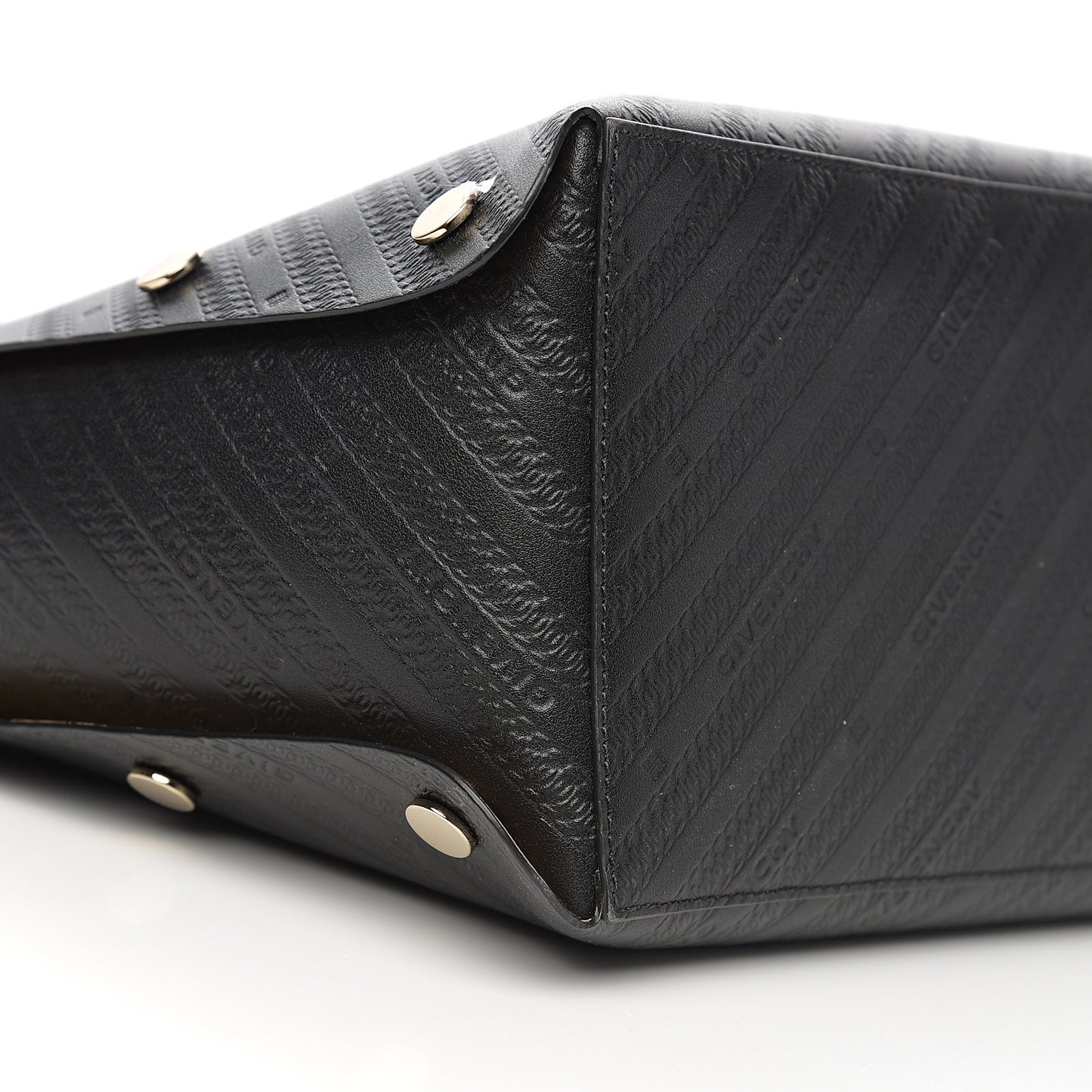 Calfskin Chain Embossed Medium Bond Shopper Tote Black