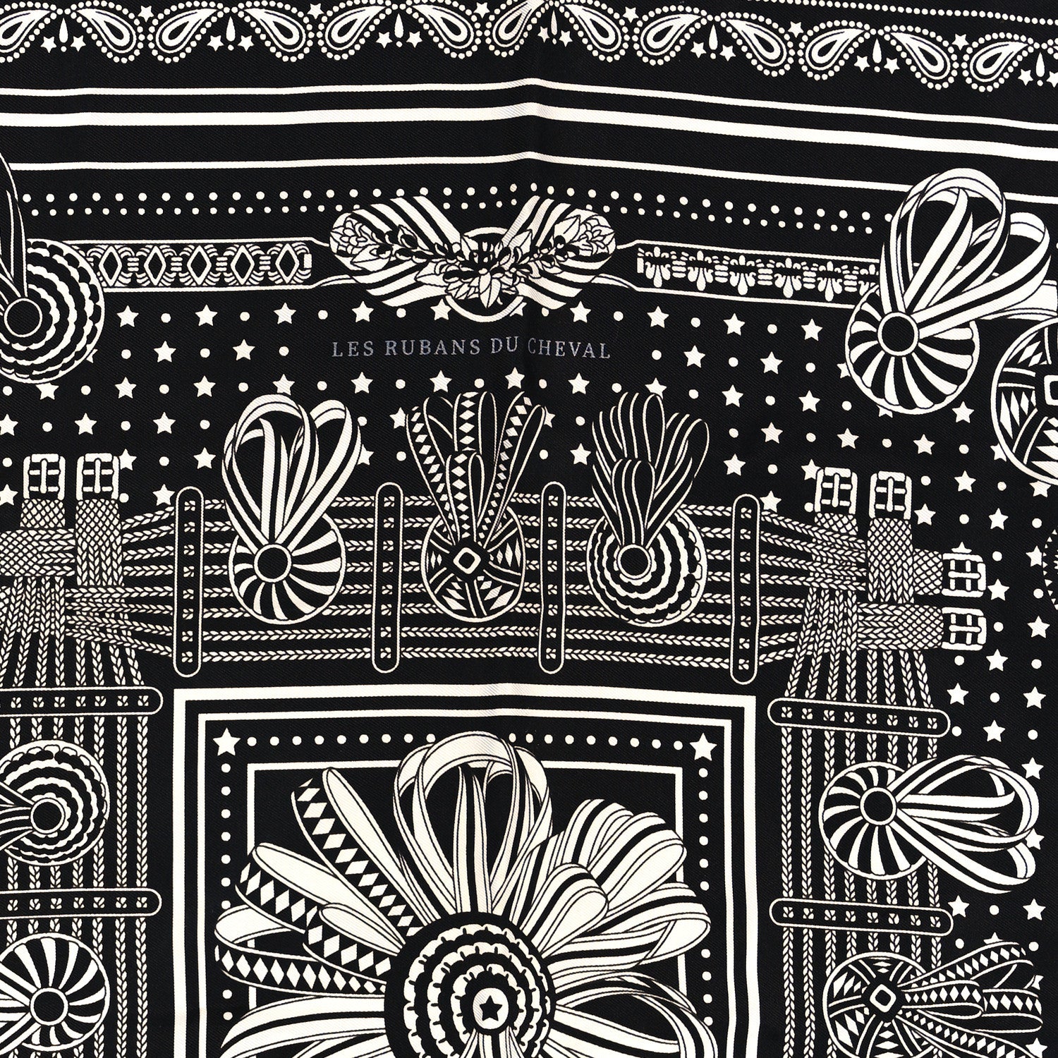 Hermes Silk Les Rubans Du Cheval Scarf 55 Black White 4 of 4