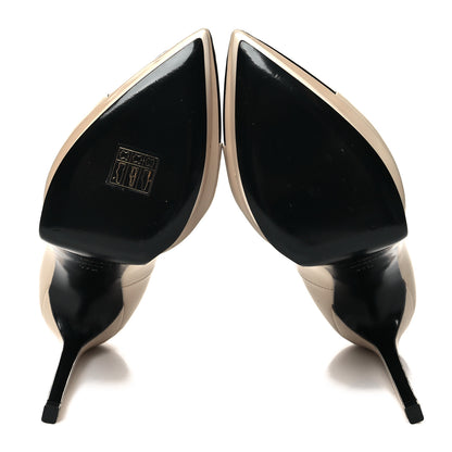 Saint Laurent Calfskin Cap Toe Janis 105 Platform Pumps 37.5 Powder 5 of 12