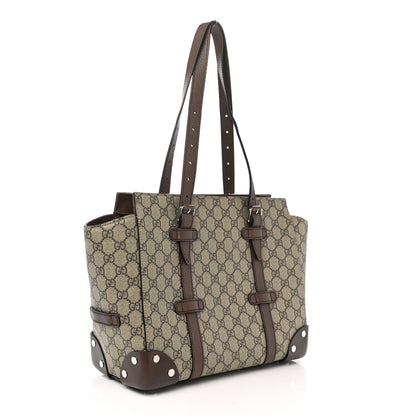 Gucci GG Supreme Monogram Small Tote Bag Beige Ebony 3 of 11