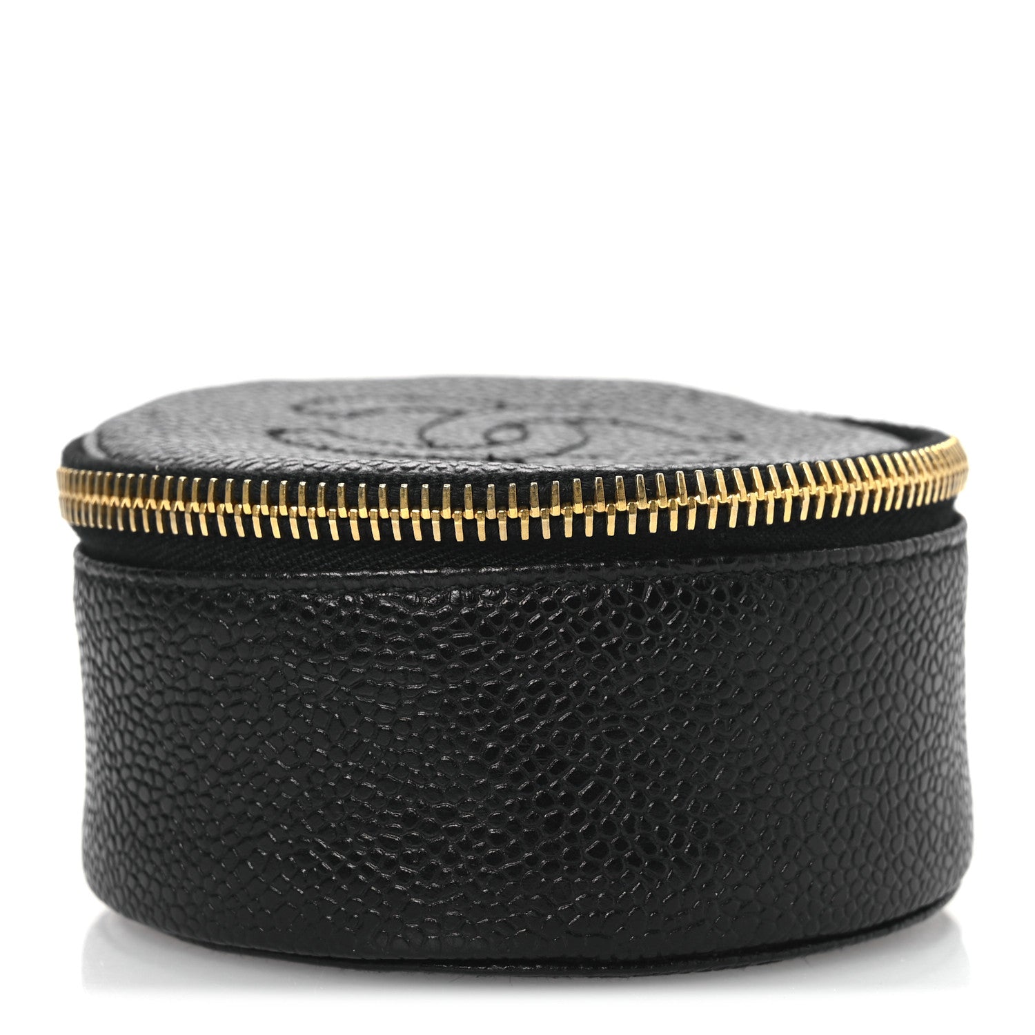 Chanel Caviar Round Jewelry Travel Case Black 1 of 8