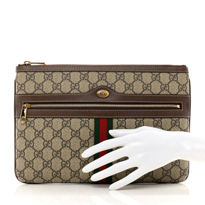 Gucci GG Supreme Monogram Large Ophidia Pouch Clutch Brown 2 of 8