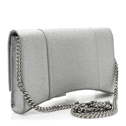 Balenciaga Sparkling Fabric XS Hourglass Wallet On Chain Silver 3 of 14