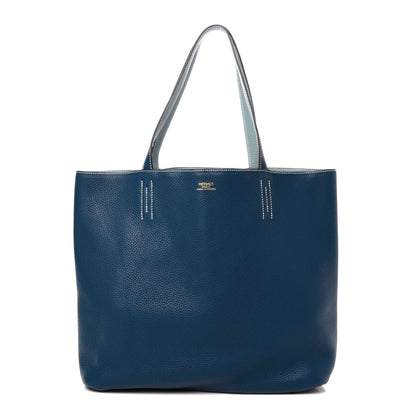 Hermes Taurillon Clemence Double Sens 36 Reversible Tote Ciel Bleu Saphir 9 of 15