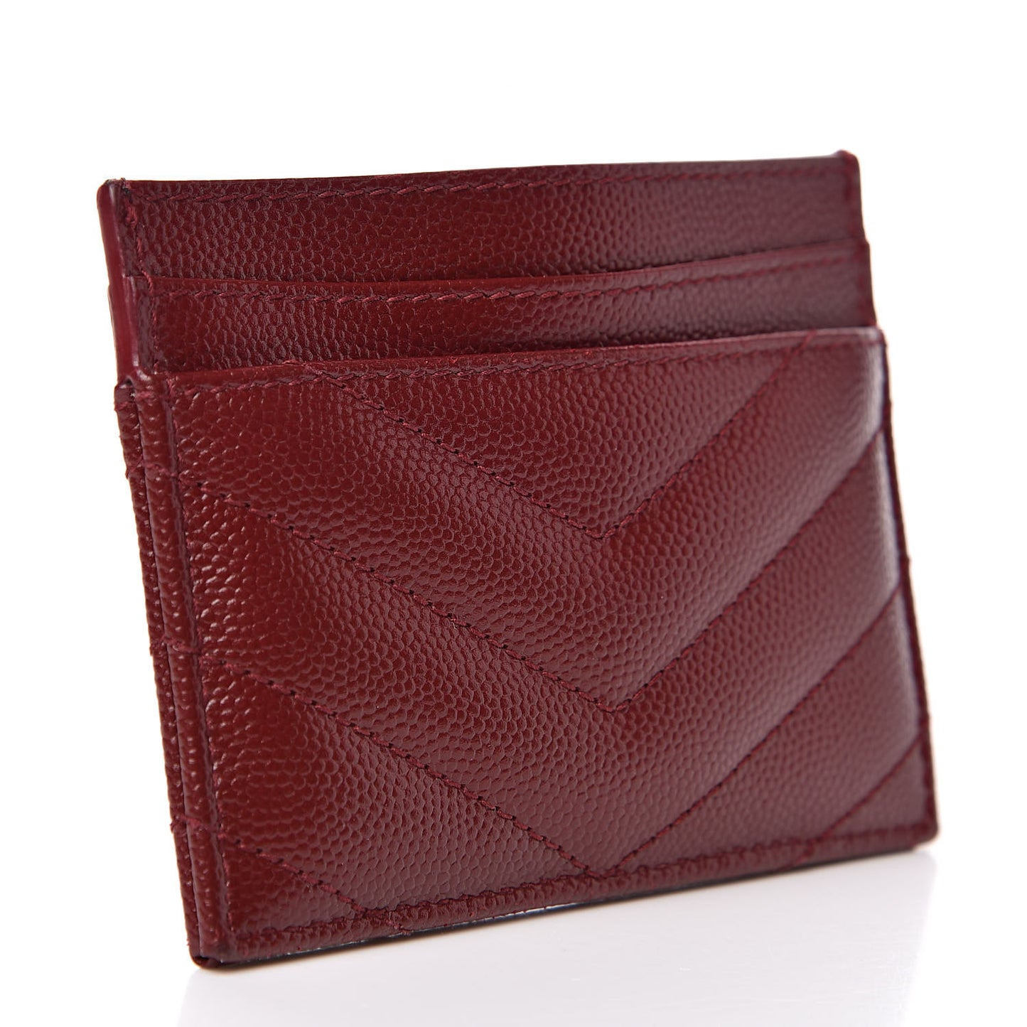 Grain De Poudre Matelasse Chevron Monogram Credit Card Case Palissandre