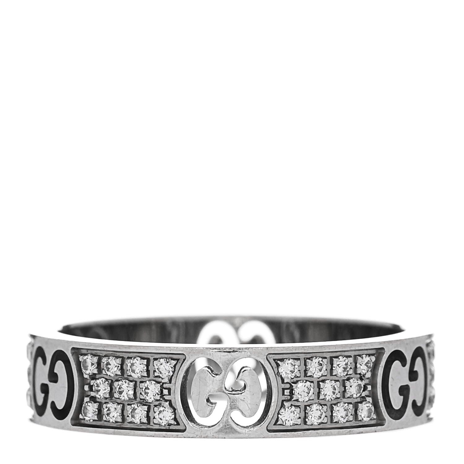 Gucci 18K White Gold Diamond Icon Stardust Band Ring 52/6 3 of 5