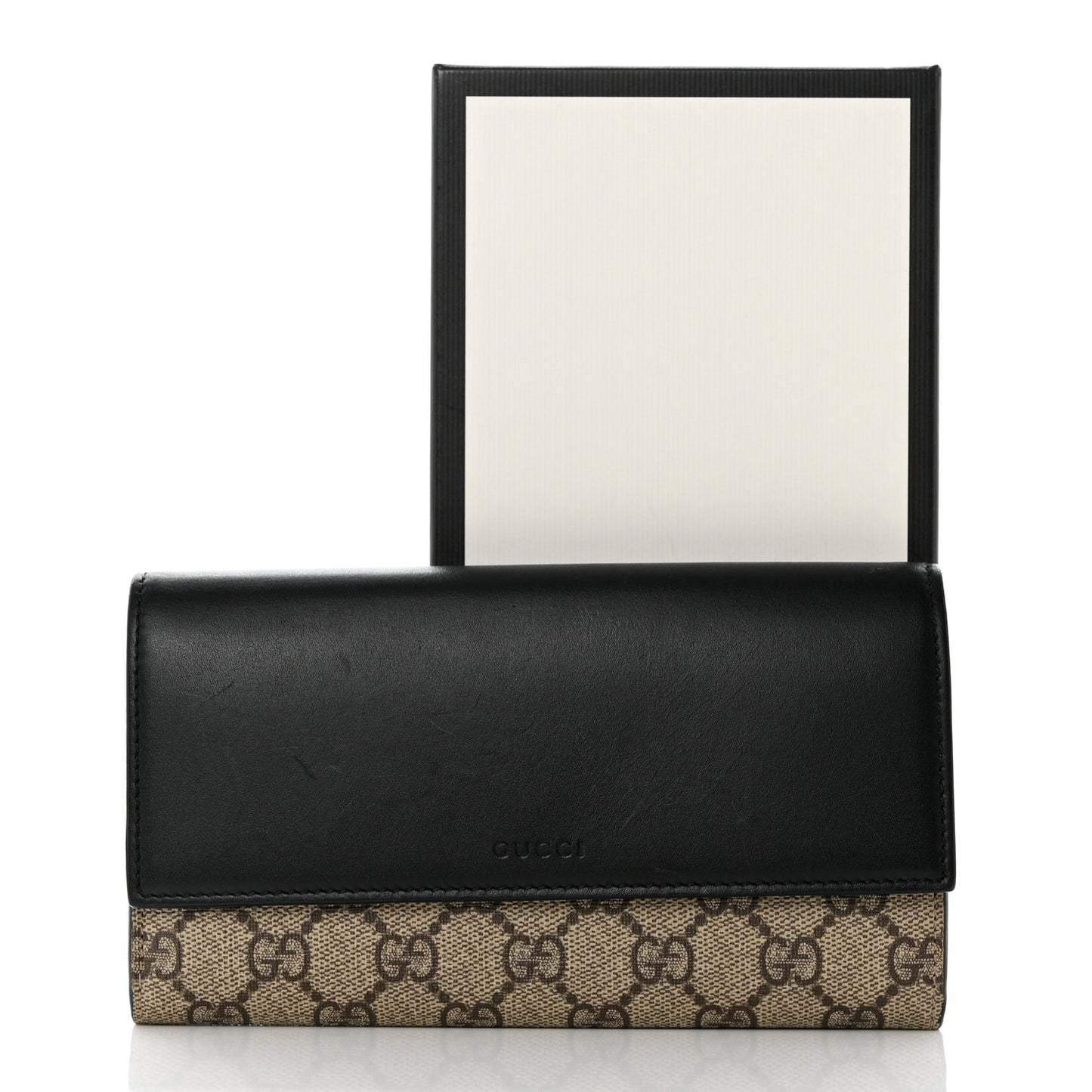 Calfskin GG Supreme Monogram Continental Wallet Black