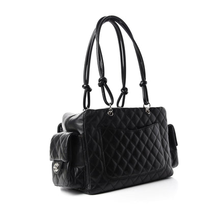 Chanel Calfskin Quilted Large Cambon Multipocket Reporter Black White 3 of 9