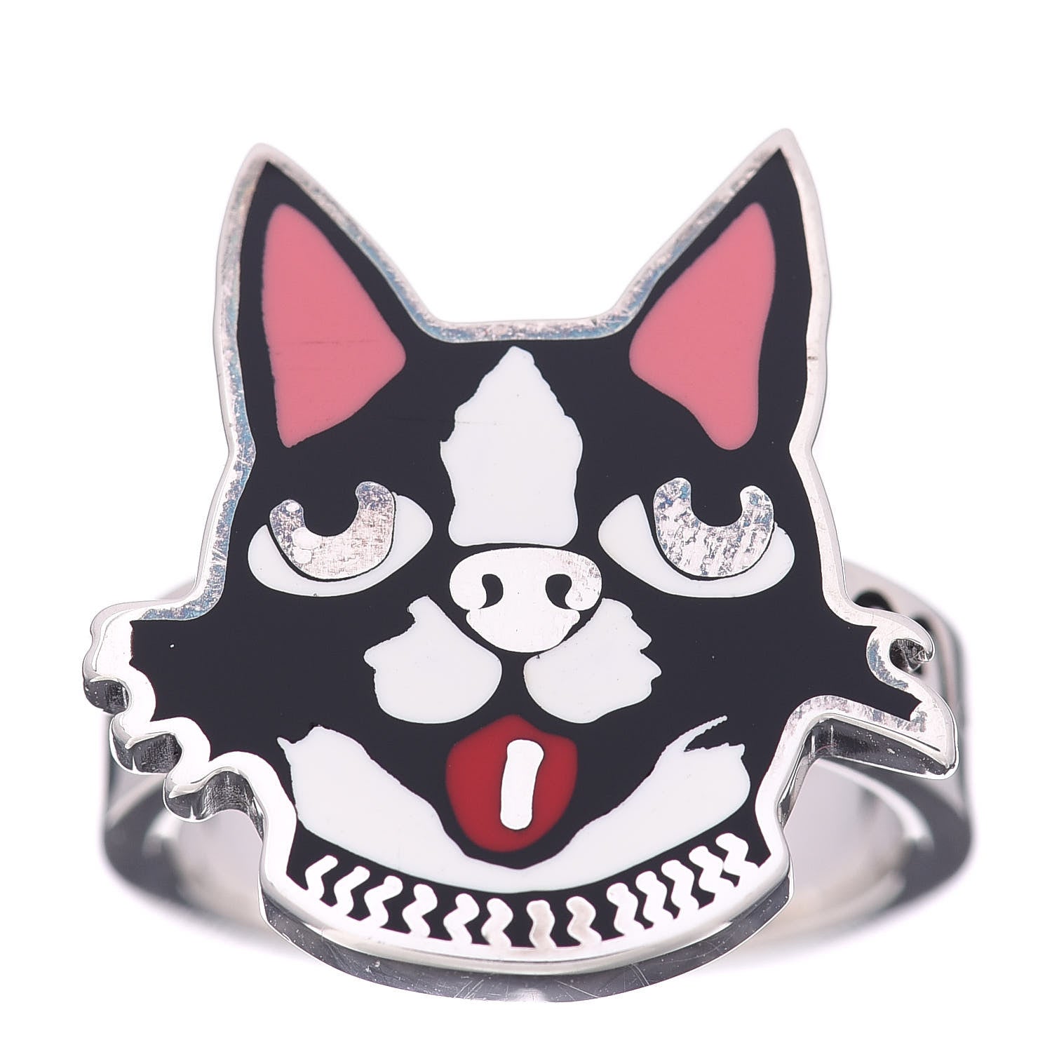 Gucci Sterling Silver Enamel Bosco Ring 54 6.75 1 of 5