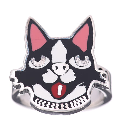 Gucci Sterling Silver Enamel Bosco Ring 54 6.75 1 of 5