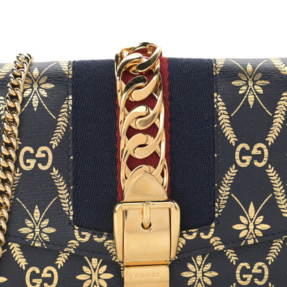 Gucci Textured Calfskin Super Mini Sylvie Chain Shoulder Bag Navy Gold 8 of 11