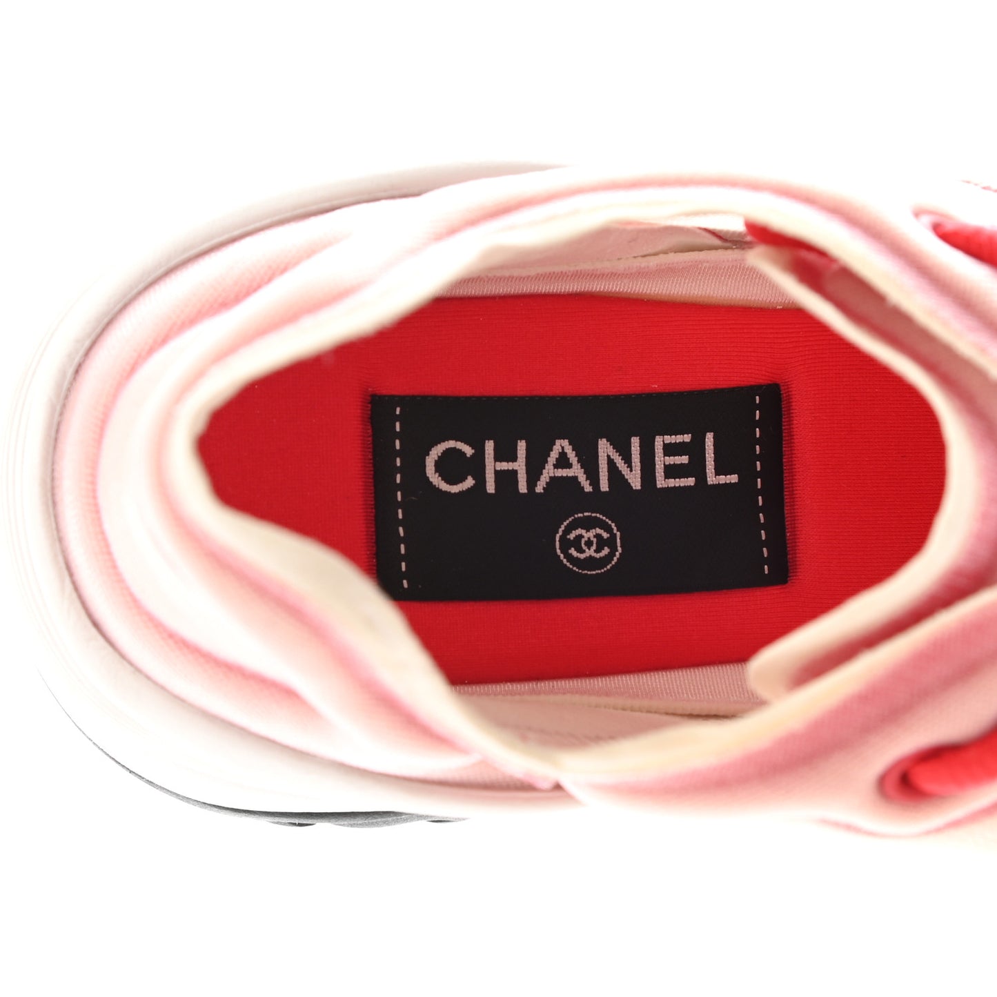 Calfskin Mesh Lycra Womens Logo Sneakers 37 White Red
