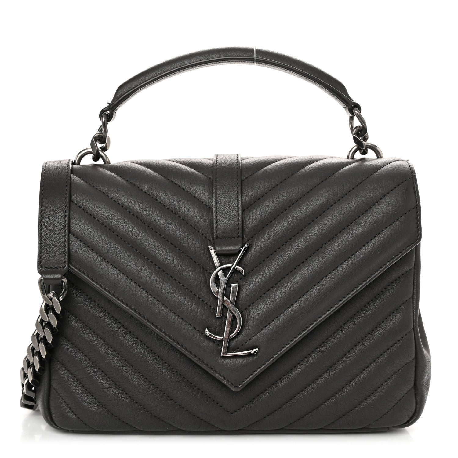 Saint Laurent Sheepskin Matelasse Chevron Monogram Medium College Bag 1 of 12