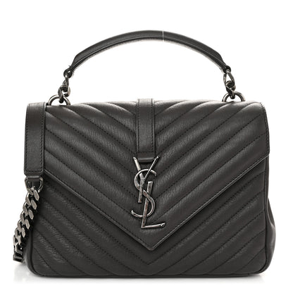 Saint Laurent Sheepskin Matelasse Chevron Monogram Medium College Bag 1 of 12