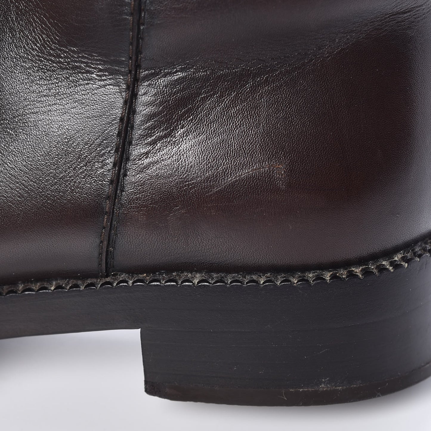 Calfskin Embossed Monogram Knee High Riding Boots 37 Brown