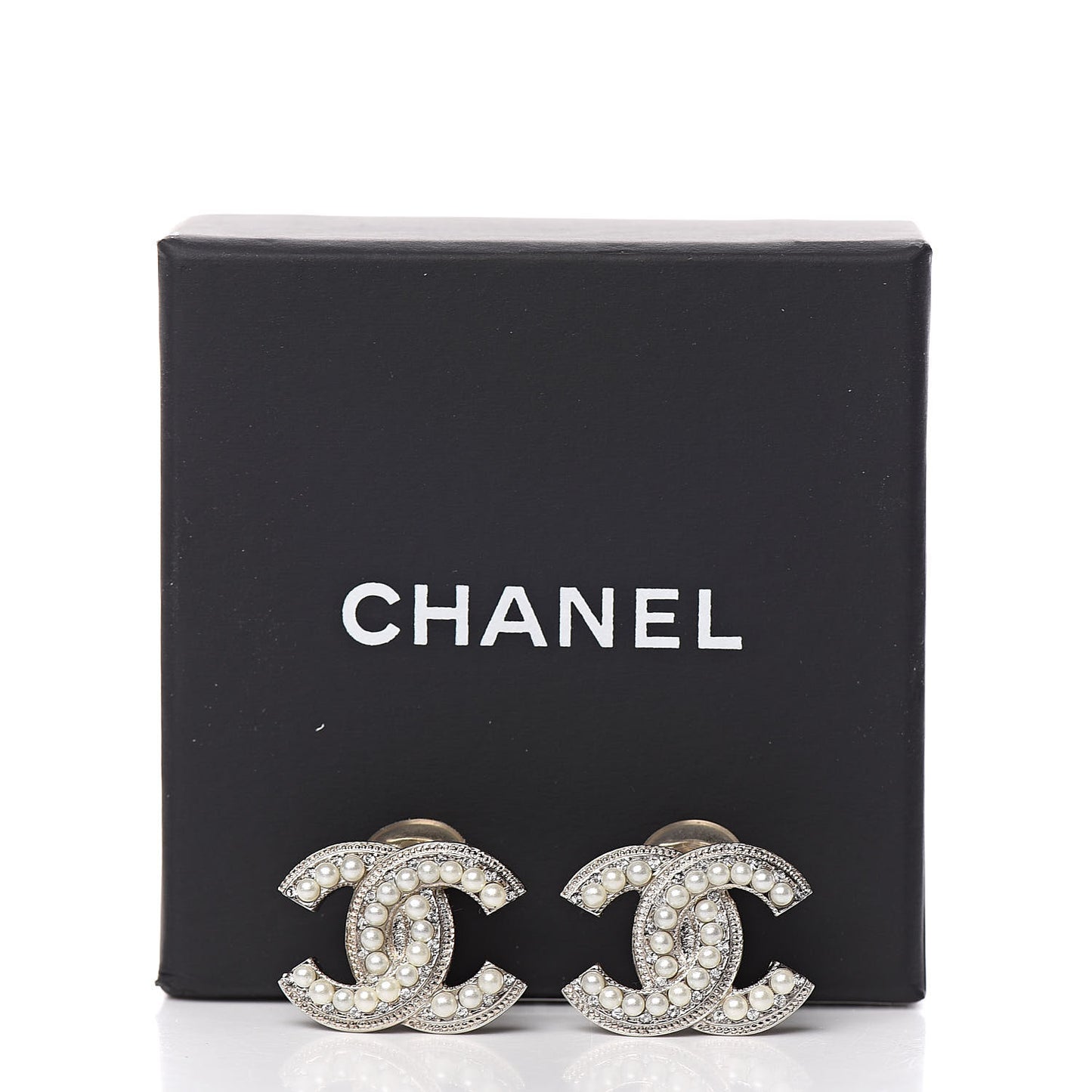 Crystal Pearl CC Clip On Earrings Light Gold