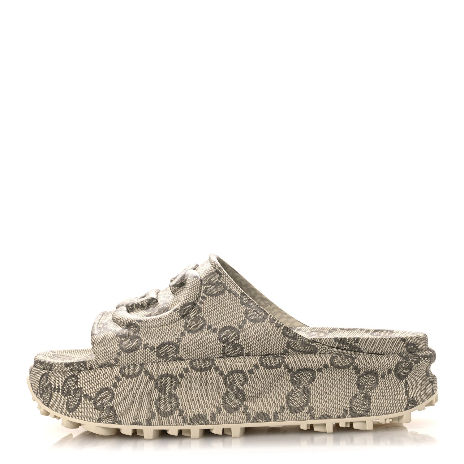 Gucci Cubic Rubber GG Monogram Womens Interlocking G Platform 42mm Slide Sandals 42 Beige Ebony 1 of 12