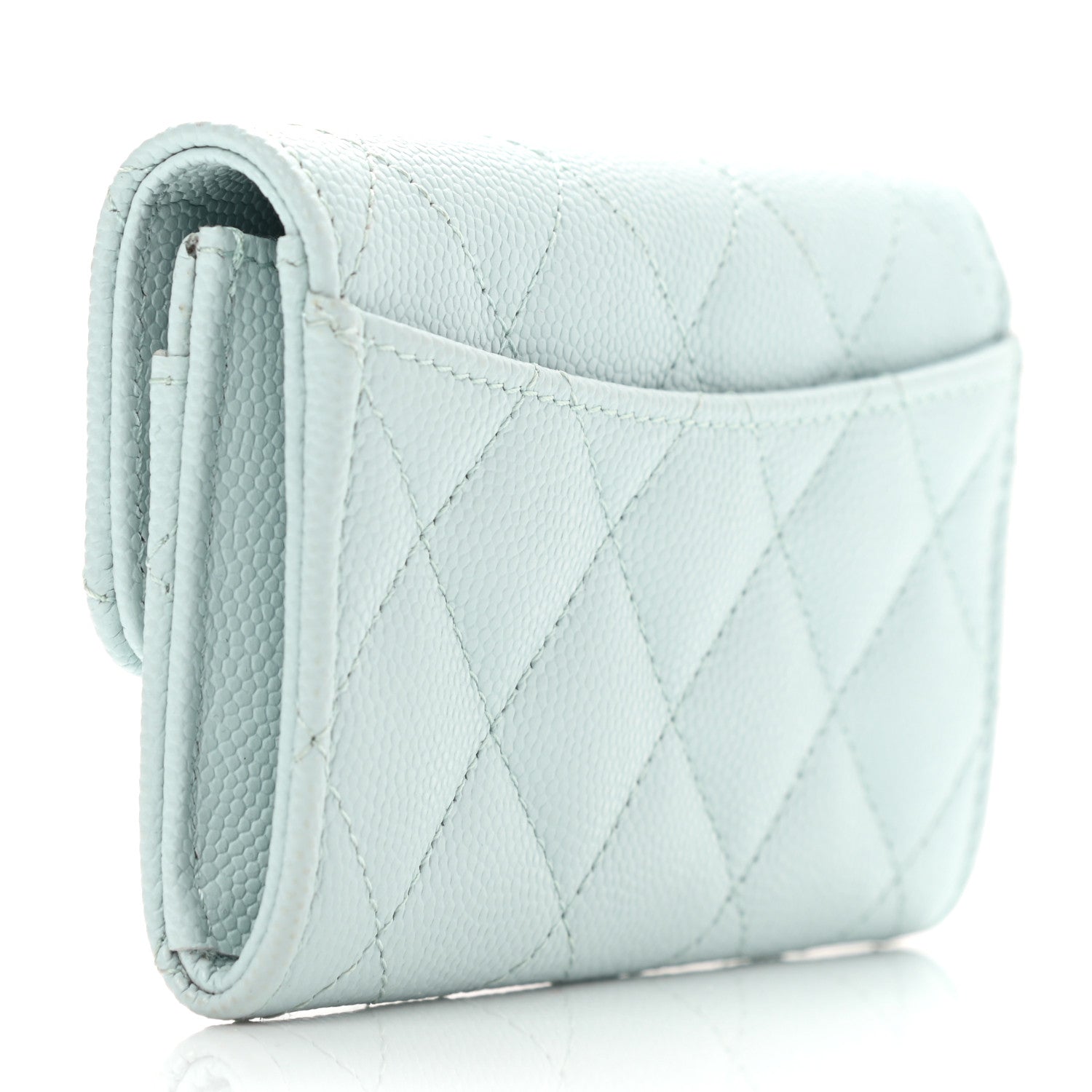 Chanel Caviar Quilted Flap Card Holder Wallet Light Blue 3 of 8