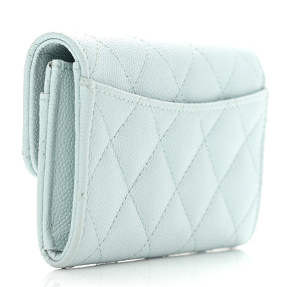 Chanel Caviar Quilted Flap Card Holder Wallet Light Blue 3 of 8