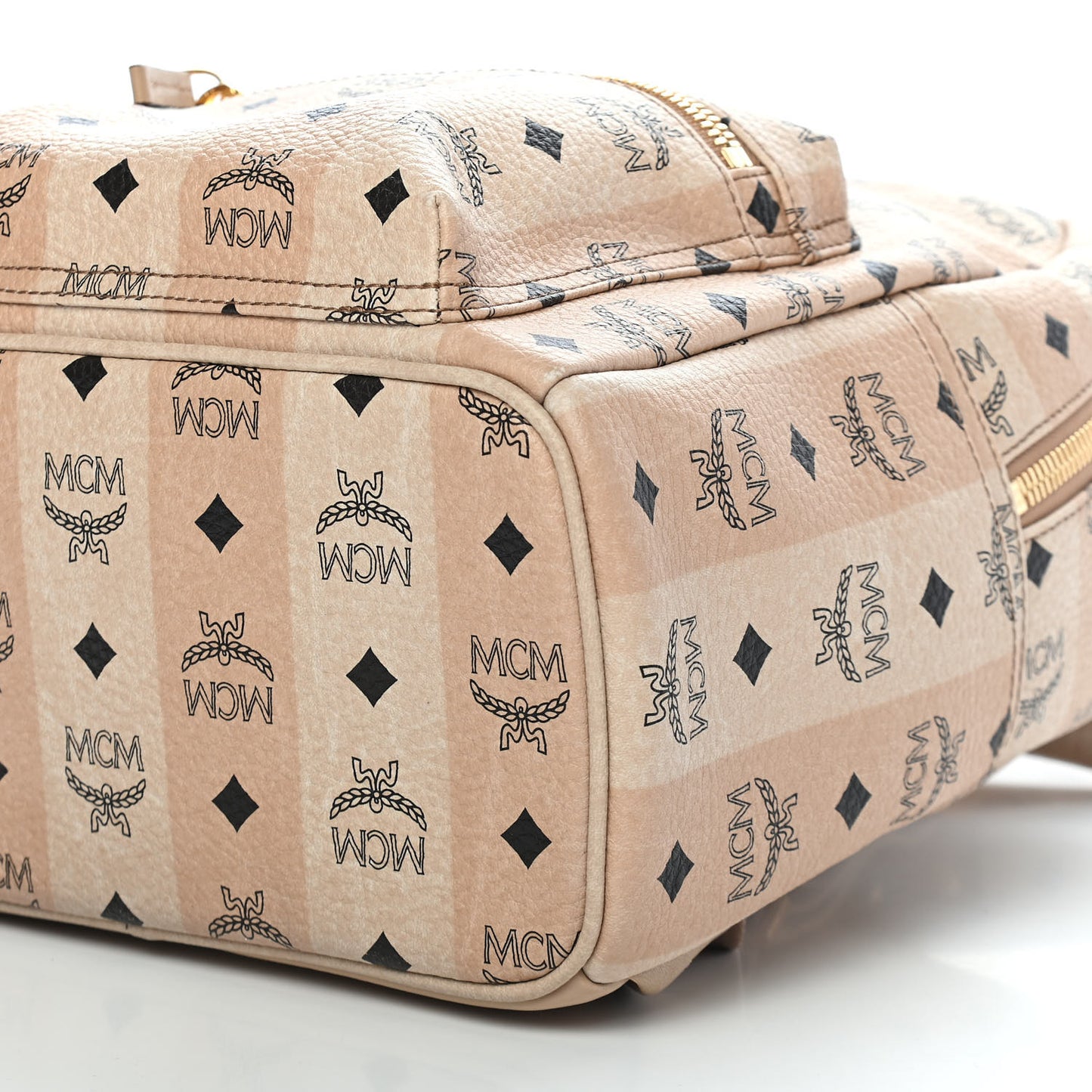 Striped Visetos Small Stark Backpack Beige