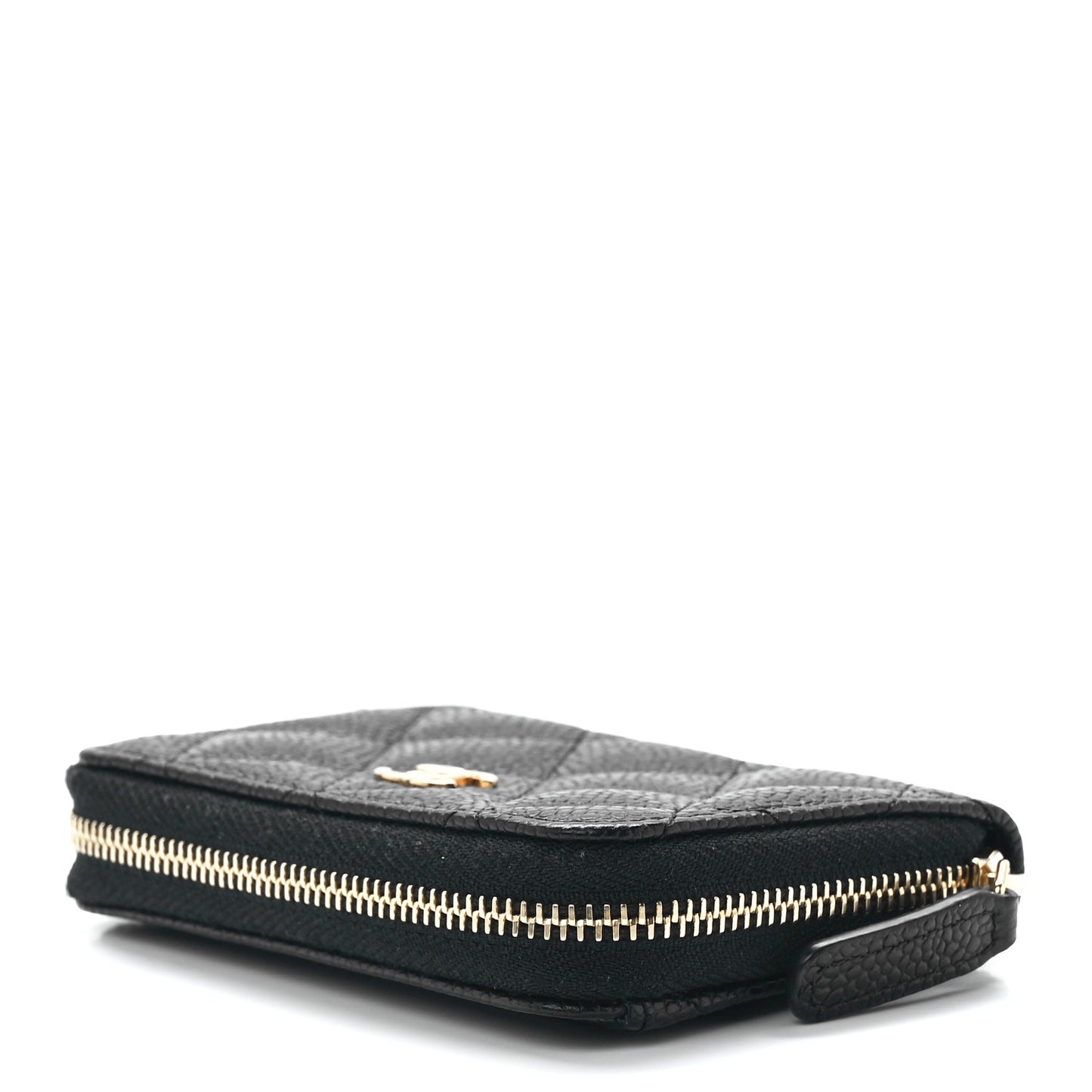 Caviar Quilted Zip Coin Purse Black
