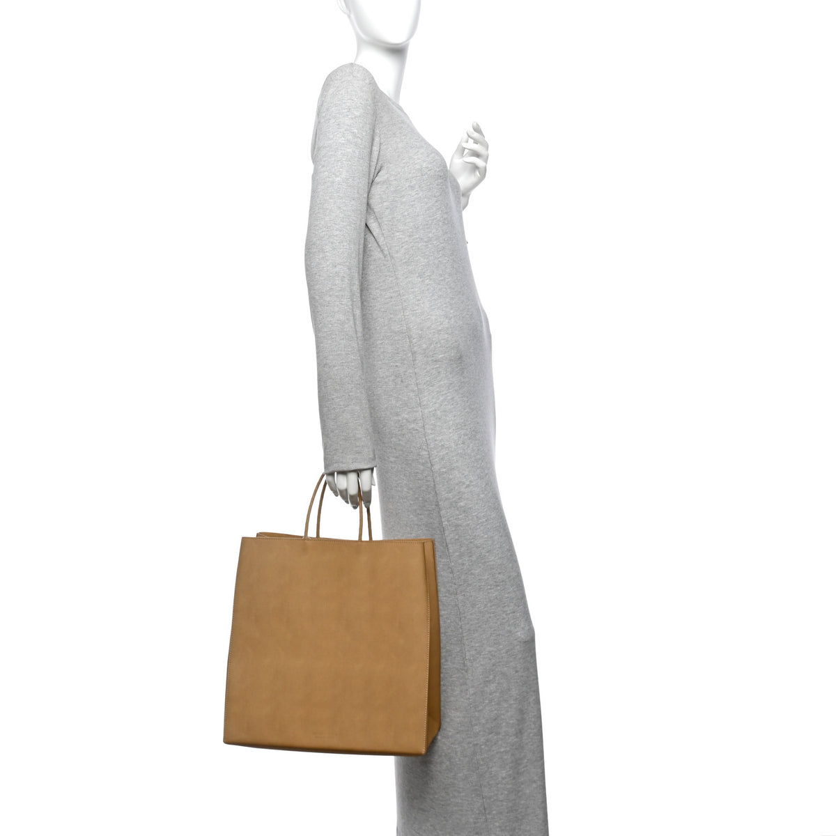 Calfskin Brown Bag Tote Kraft
