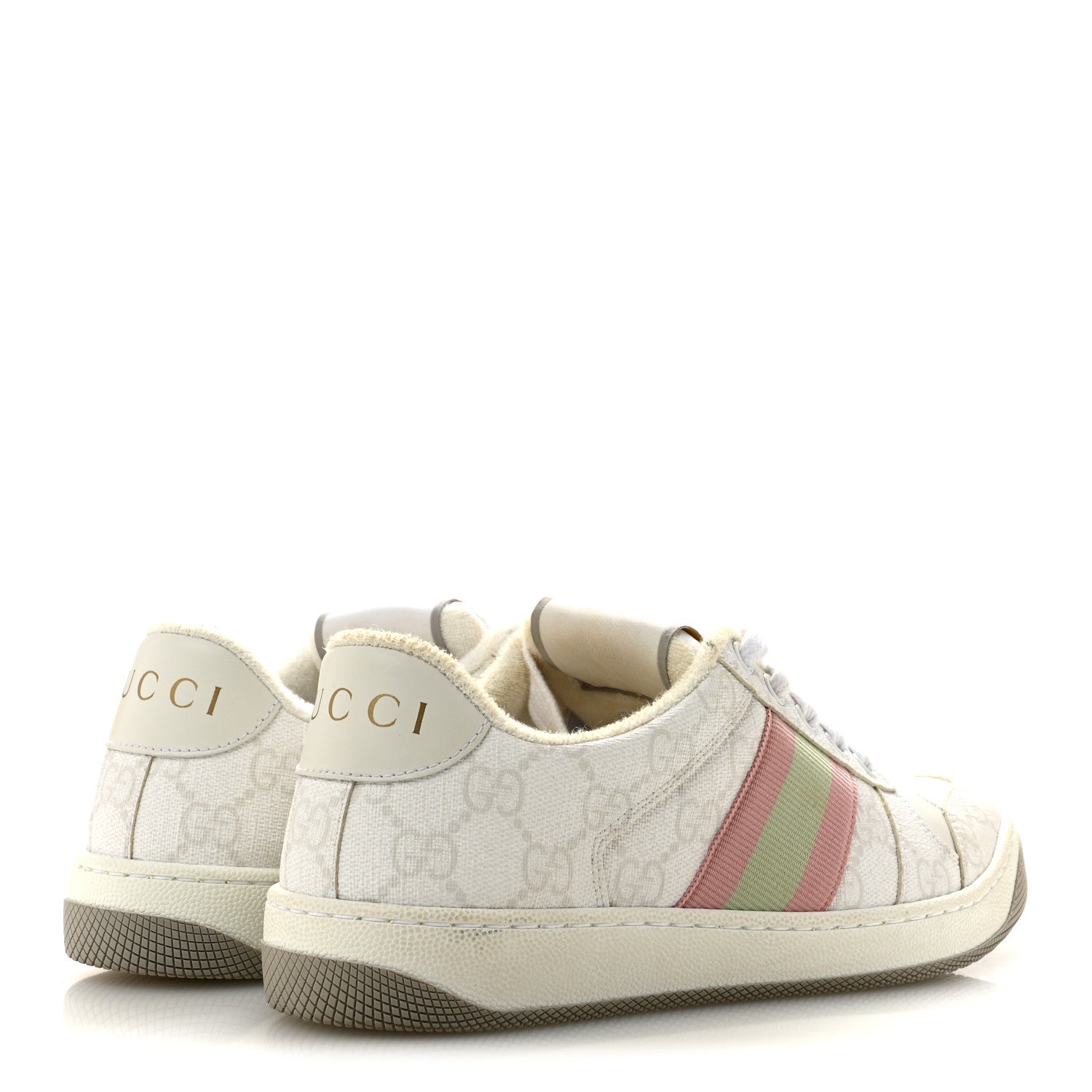 Gucci GG Monogram Web Screener Sneakers 35.5 White Grey Pink 5 of 10