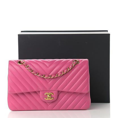 Chanel Lambskin Chevron Quilted Medium Double Flap Pink 24 of 24
