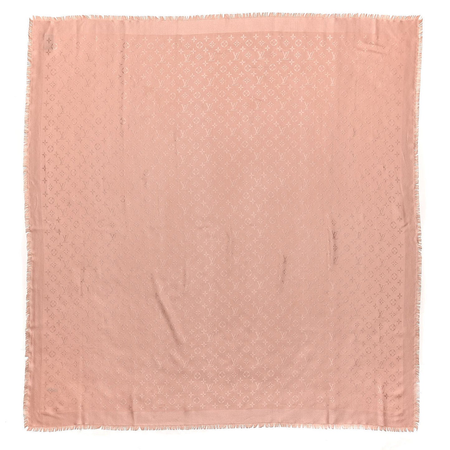 Silk Wool Monogram Shine Shawl Rose
