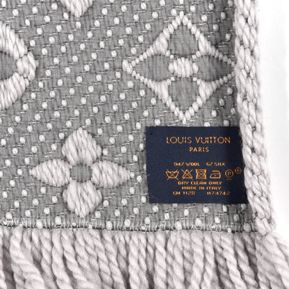 Louis Vuitton Wool Silk Logomania Scarf Pearl Grey 4 of 4