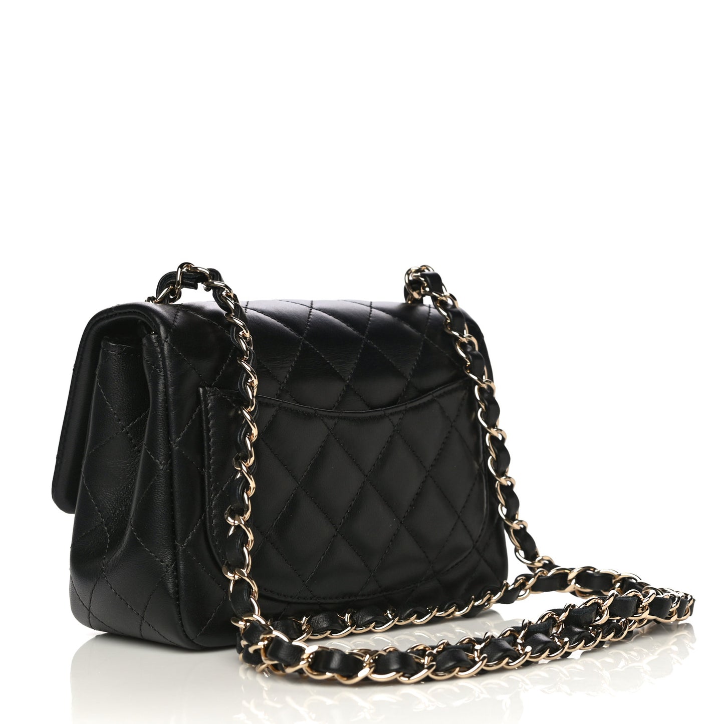 Lambskin Quilted Mini Square Flap Black