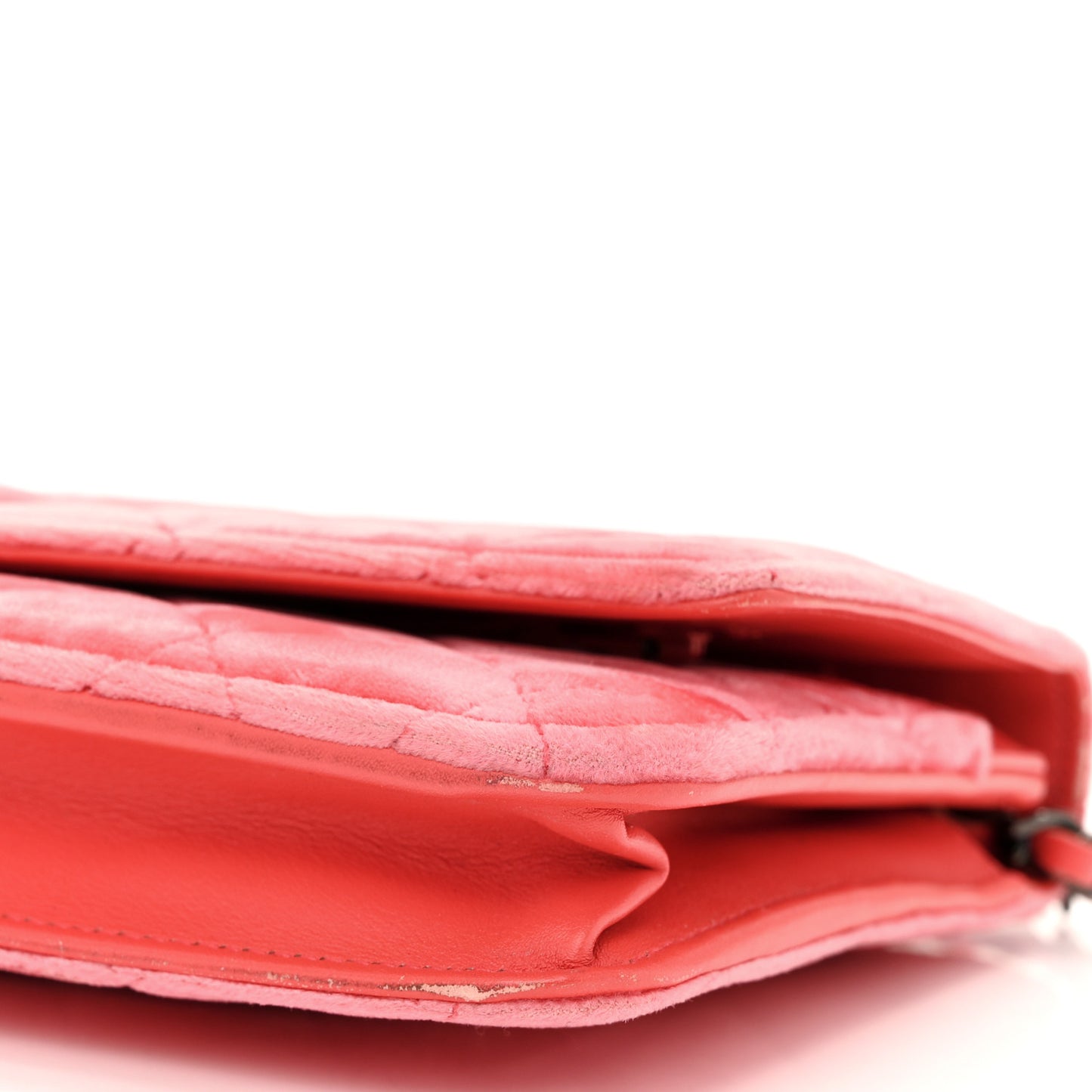 Velvet Quilted Wallet On Chain WOC Coral
