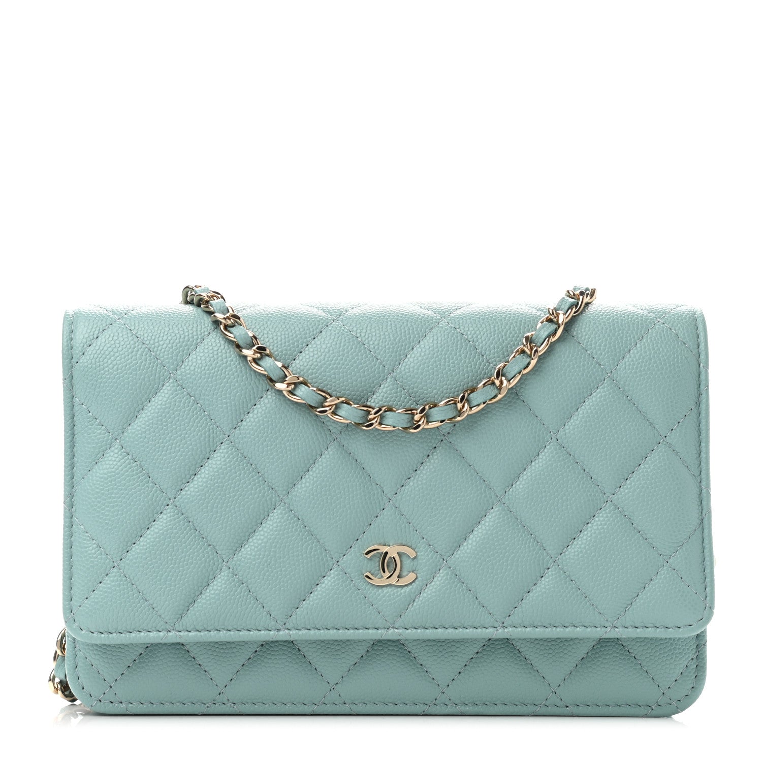 Chanel Caviar Quilted Wallet On Chain WOC Light Blue 1 of 4