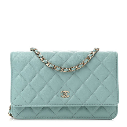 Chanel Caviar Quilted Wallet On Chain WOC Light Blue 1 of 4