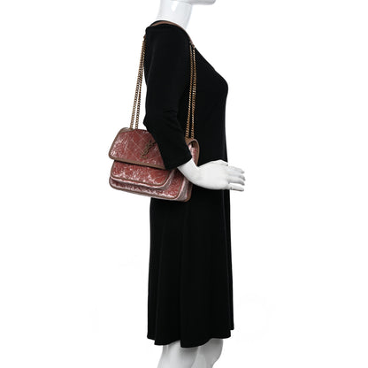 Saint Laurent Velvet Monogram Matelasse Baby Niki Chain Satchel Pink 2 of 9