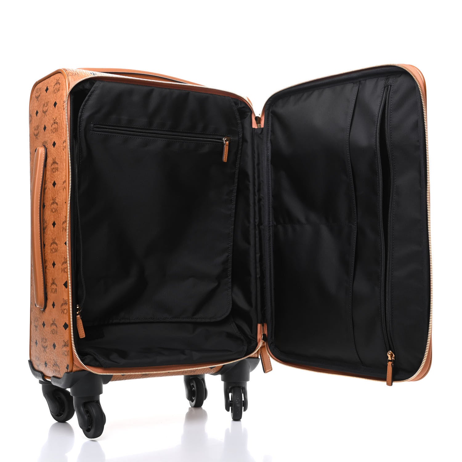 MCM Visetos Small Traveler Cabin Trolley Suitcase Cognac 4 of 8