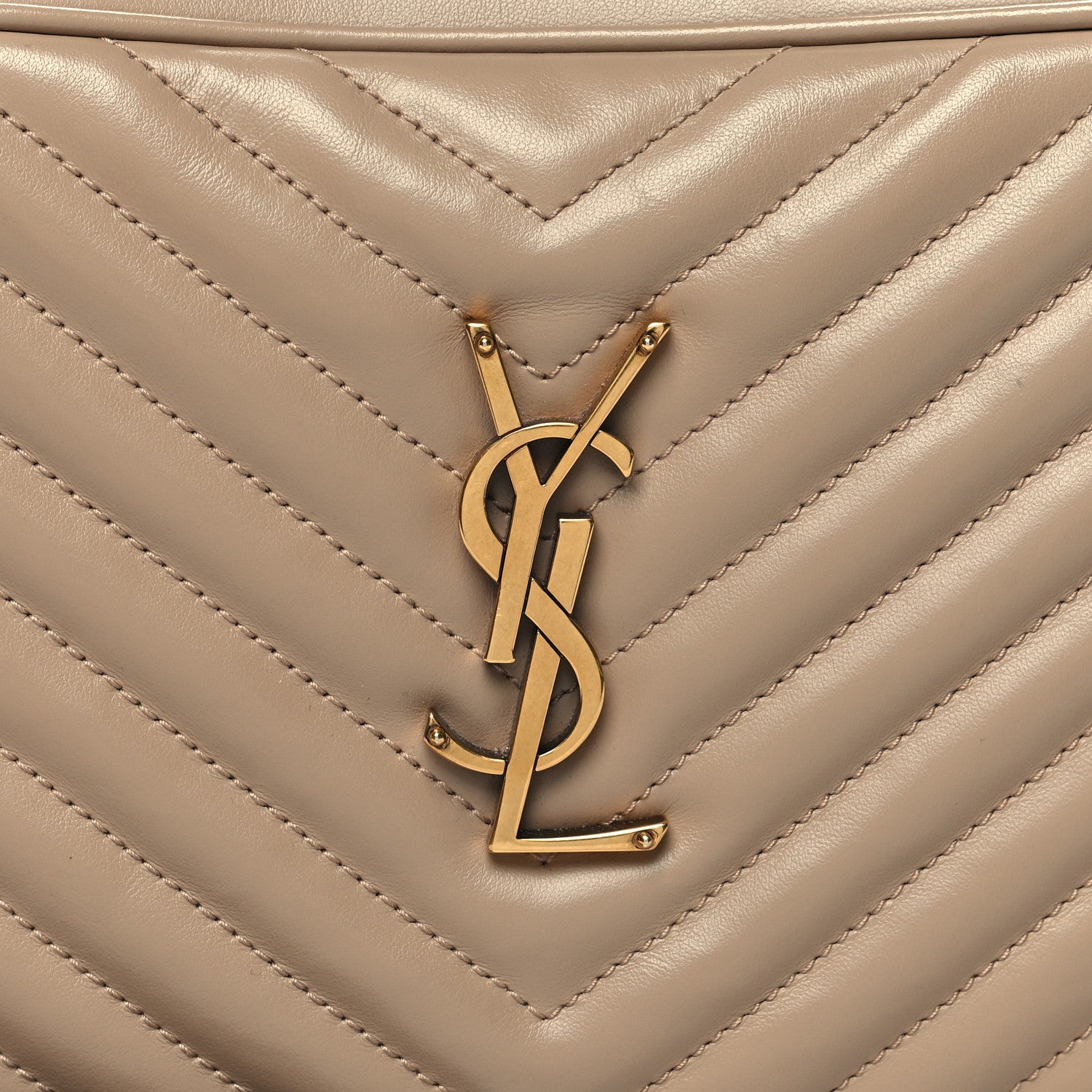 Saint Laurent Calfskin Matelasse Monogram Lou Camera Bag Dark Beige 8 of 10