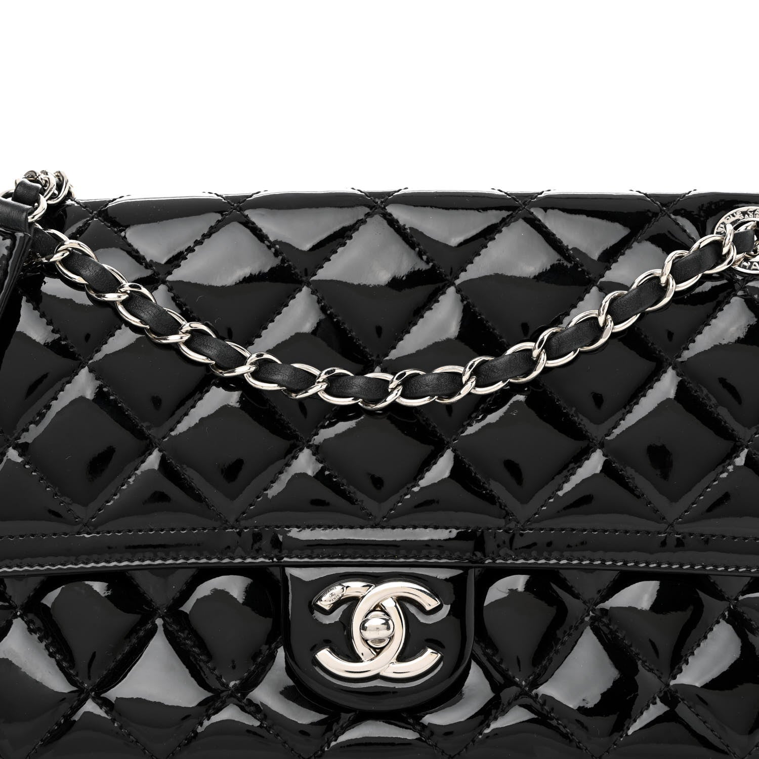 Chanel Patent Quilted Large Coco Shine Flap Black 8 of 13