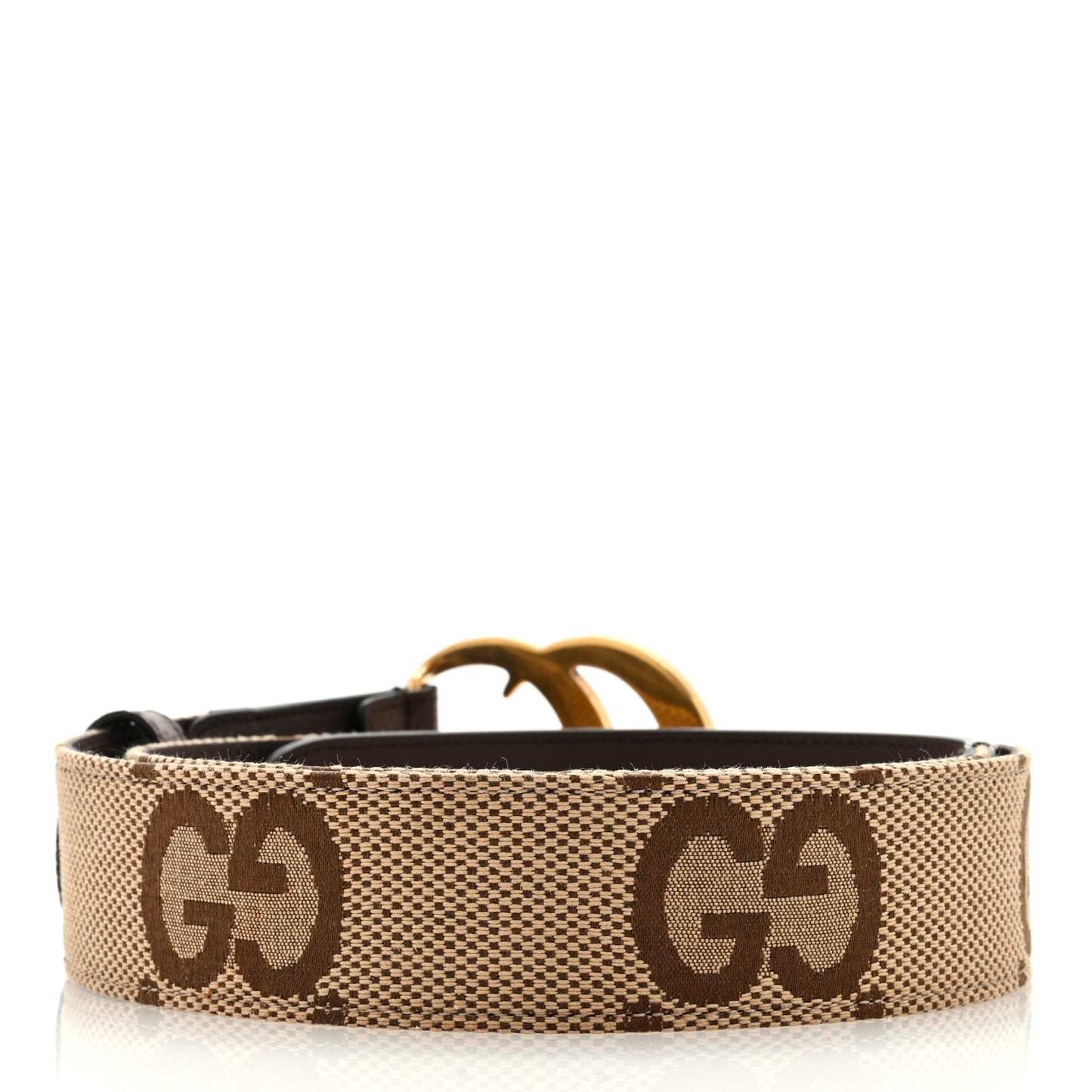 Monogram Jumbo GG Textured Dollar Calfskin Double G 40mm Belt 95 38 Camel Ebony