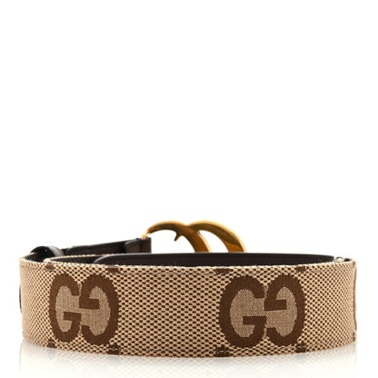 Gucci Monogram Jumbo GG Textured Dollar Calfskin Double G 40mm Belt 95 38 Camel Ebony 2 of 5
