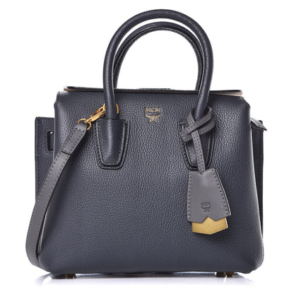 MCM Grained Calfskin Mini Milla Tote Phantom Grey 1 of 6