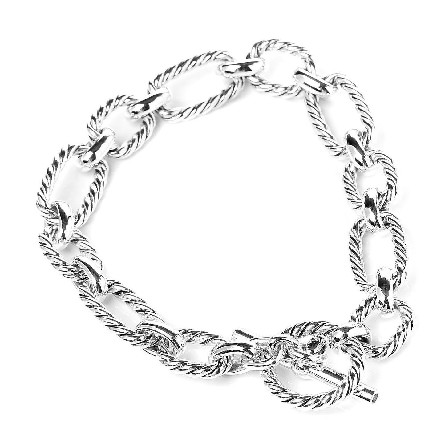 Sterling Silver Blue Sapphire 9.5mm Cushion Link Bracelet